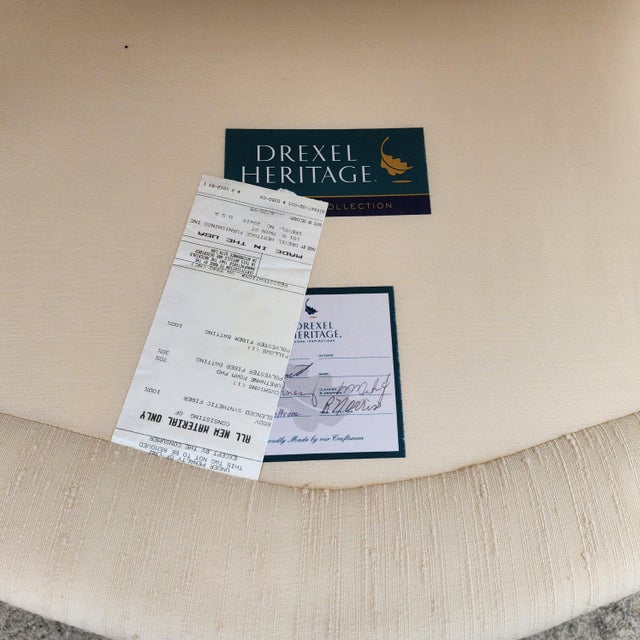 Drexel Heritage Louis XV French Armchairs Linen For Sale - Image 12 of 12