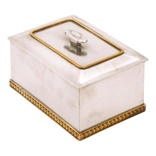 Art Deco Box in Pewter and Brass, 1937 For Sale