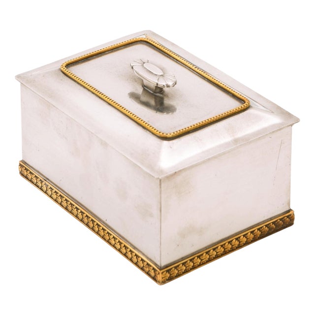 Art Deco Box in Pewter and Brass, 1937 For Sale