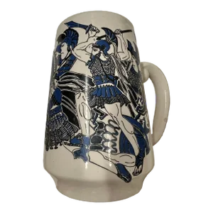 Vintage Greek Stein, Stavropoulos Pottery, Mug With Medieval Knights