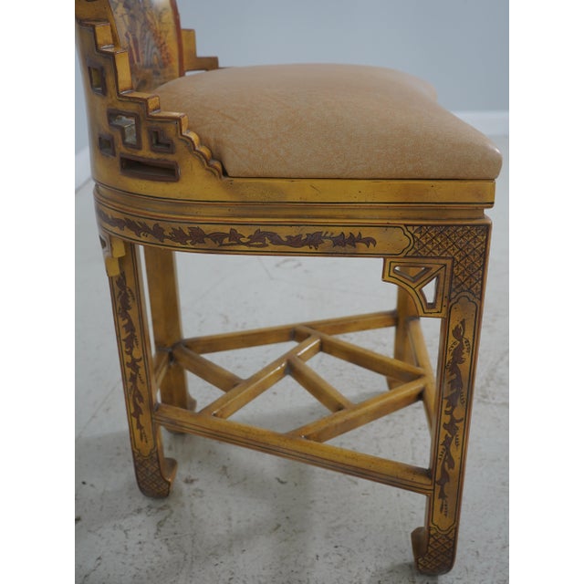 Set of 4 Maitland Smith Chinoiserie Counter Bar Stools For Sale In Philadelphia - Image 6 of 18