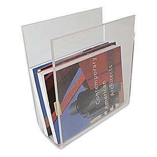 Vintage Acrylic Glass Magazine Rack attributed to David Lange, 1970s For Sale