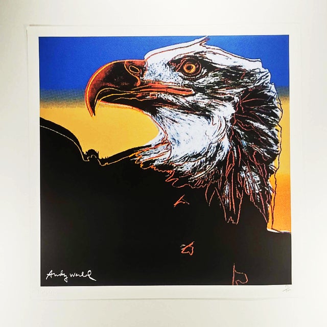 Andy warhol "eagle" classic- limited edition lithograph by cmoa. stunning limited edition of 500 numbered in pencil with...