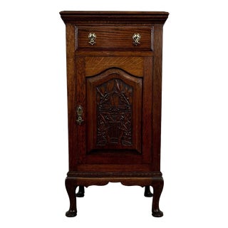 Antique English Oak Cabinet, 1900s For Sale
