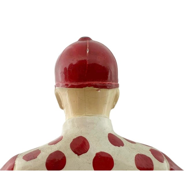 Red Vintage Red Polka Dot Equestrian Jockey Bookend Statue 13"h For Sale - Image 8 of 12