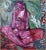 Purple Vintage Mid Century Modernist Figurative Abstract Painting of a Nude With a Rabbit For Sale - Image 8 of 8