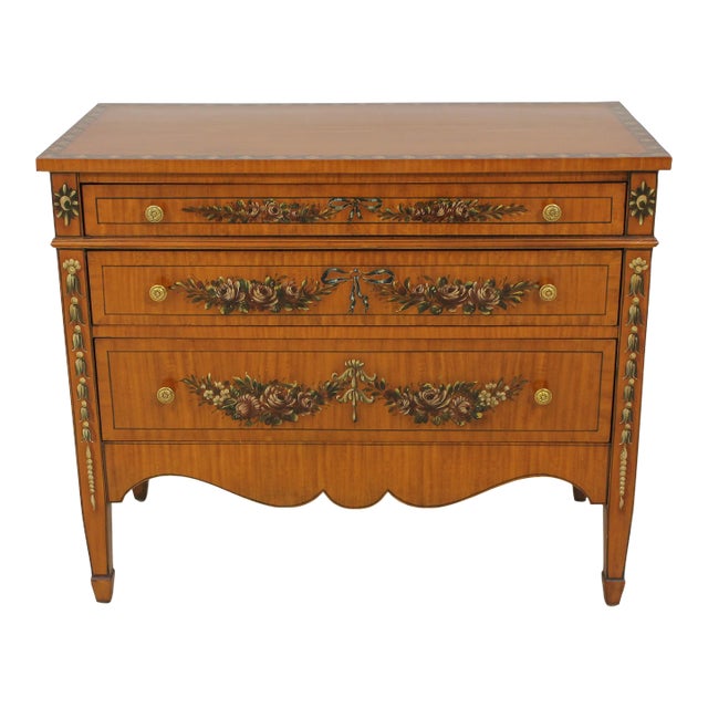 Maitland Smith Adams Paint Decorated Satinwood Chest For Sale