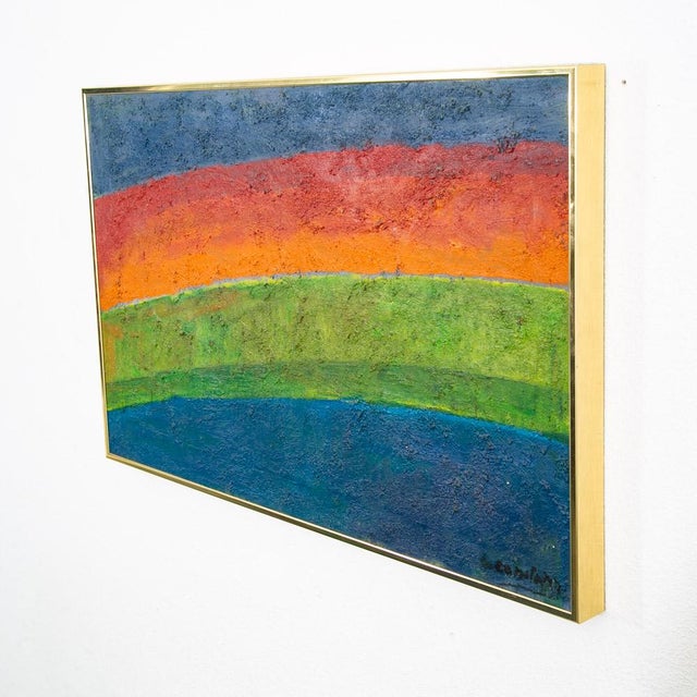 Mid Century Modern Oil Painting George Constant Art Rainbow Original Signed MCM For Sale - Image 9 of 12