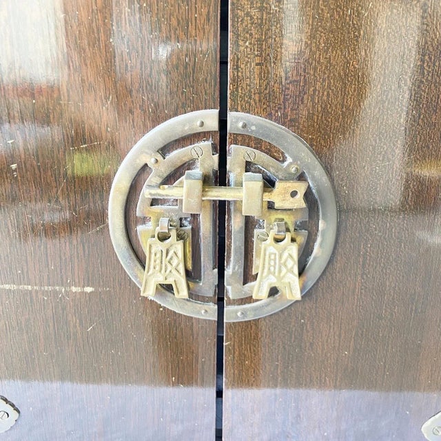 Metal Chinoiserie Wooden and Brass Jewelry Chest For Sale - Image 7 of 11