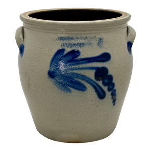 Beautiful Blue Decorated Antique American Stoneware 2 Gallon Crock by Cowden & Wilcox Harrisburg Pennsylvania