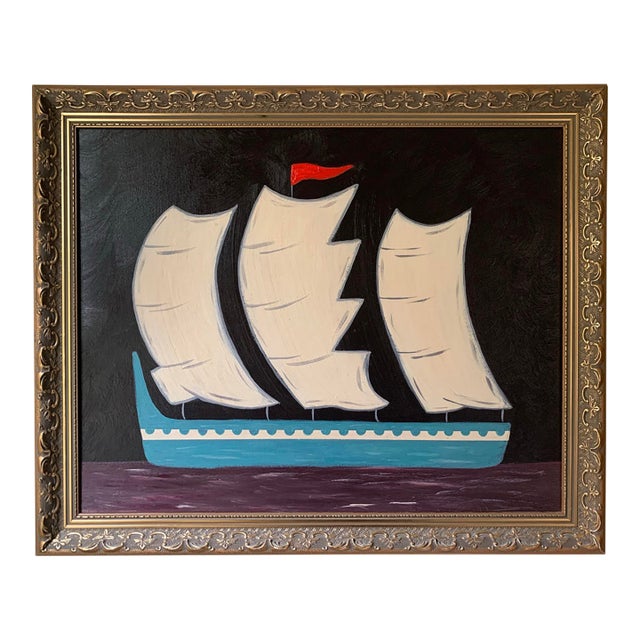Contemporary Impressionist Style Seascape Painting on Canvas, Framed For Sale