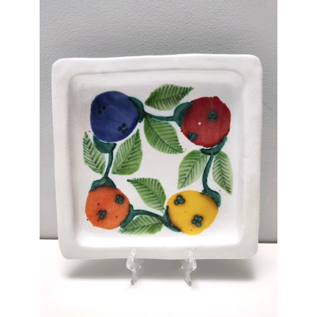 Vintage Hand-Crafted Square Earthenware Plates from De Simone, Italy, 1964, Set of 6 For Sale - Image 6 of 18