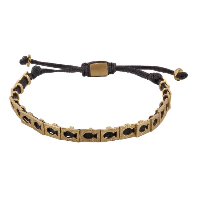 Lucky Fish Black Woven Unisex String Bracelet For Sale