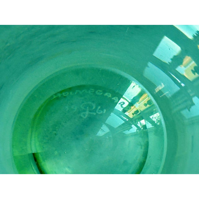 Glass Holmegaard Green Glass Bowl by Per Lutken Mid Century Danish Modern For Sale - Image 7 of 7
