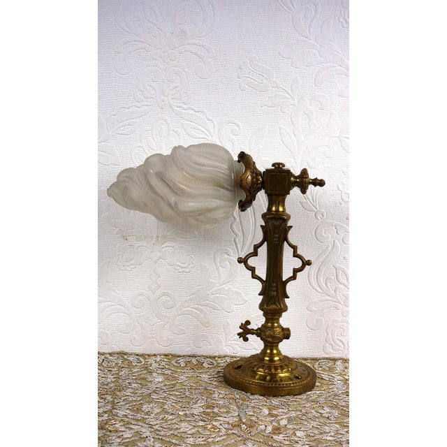 Antique Brass and Glass Torch Wall Lamp from Unbekannt, 1920s For Sale - Image 10 of 10