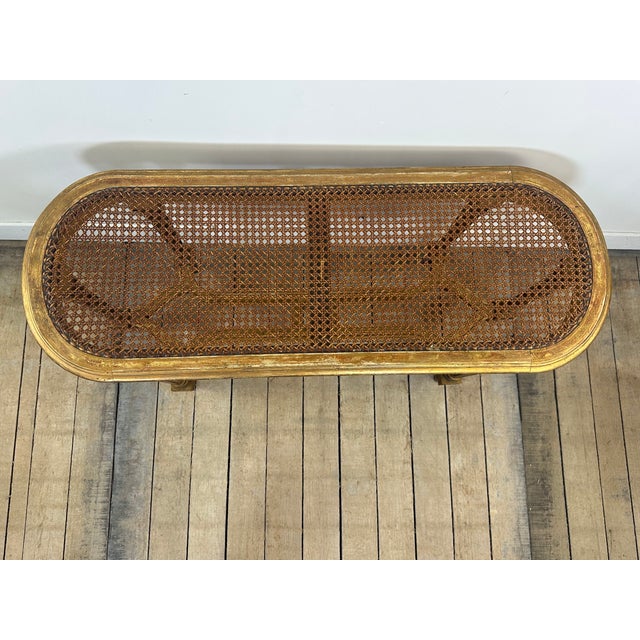 Louis XV Gilded Caned Bench, 1920s For Sale - Image 9 of 10