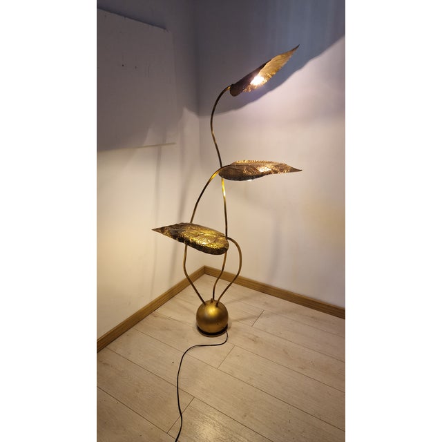 Three-Leaf Brass Floor Lamp by Carlo Giorgi for Bottega Gadda, 1960s For Sale - Image 15 of 15