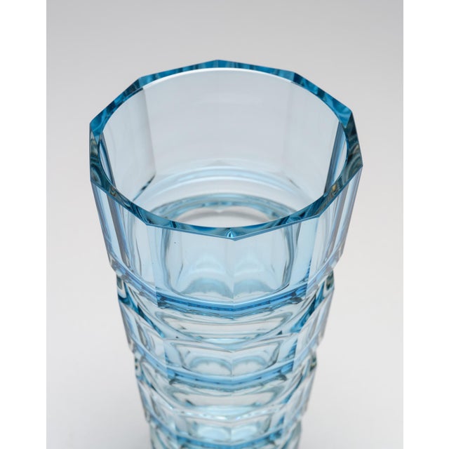 Blue Aquamarine Crystal Vase from Moser, 1980s For Sale - Image 8 of 11
