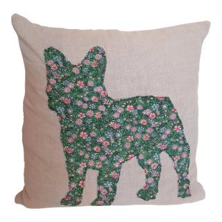 French Chintz Bulldog Puppy Dog Pillow XL For Sale