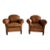 Antique Pair French Leather Chairs For Sale