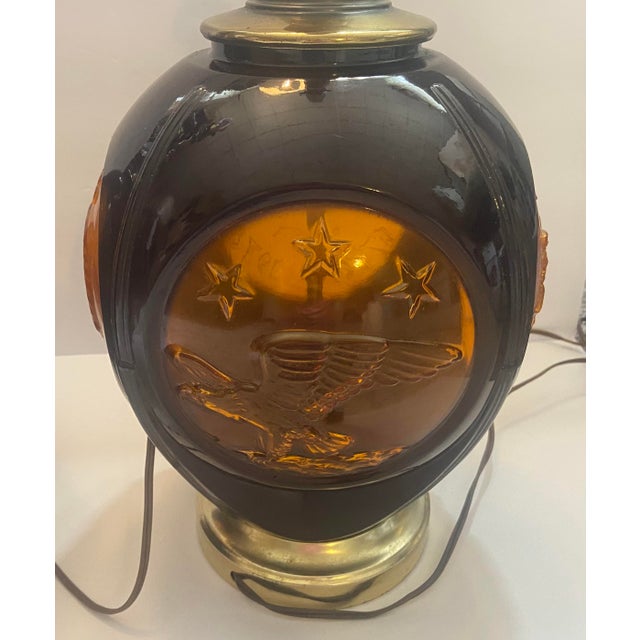 Amber Vintage Phoenix Consolidated Light Co Amber 24” Set of Patriotic Lamps Rare - a Pair For Sale - Image 8 of 18