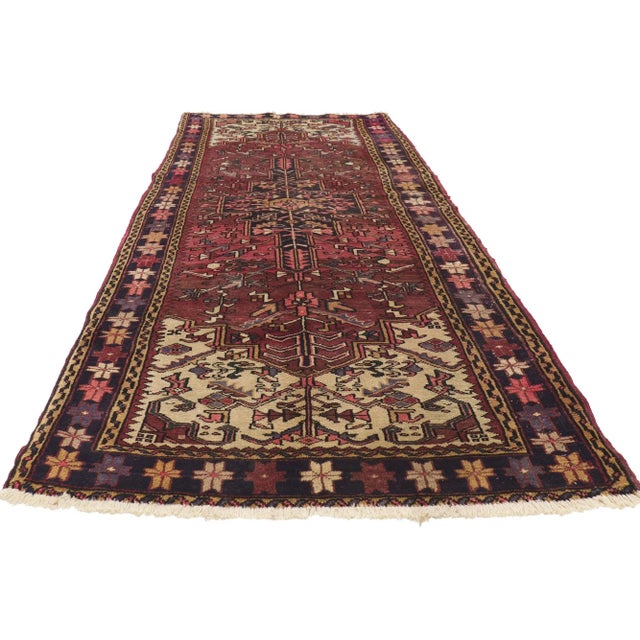 Mid-Century Modern Vintage Persian Heriz Rug Runner - 03'08 X 08'04 For Sale - Image 3 of 11