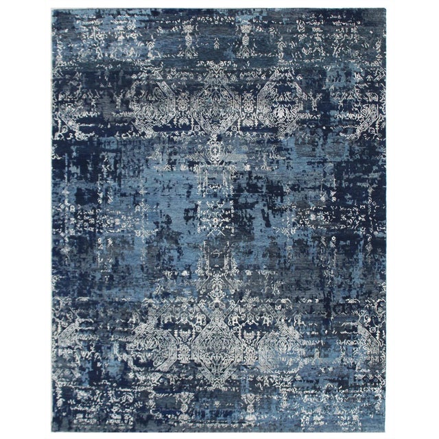 Hand Knotted Wool & Viscose Modern Rug- 8′1″ × 9′10″ For Sale In Los Angeles - Image 6 of 6