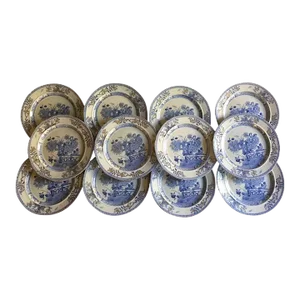 Antique Early 19th Century Mason's Patent Ironstone Chinese Gate & Peony Dinner Plates - Set of 12