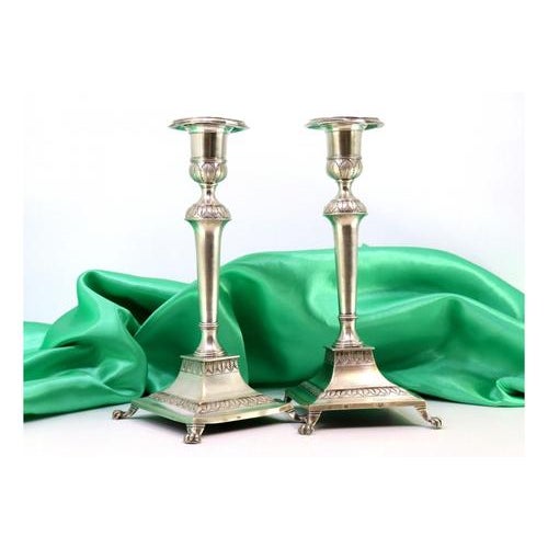 Silver Silver Candlesticks with Reliefs, Set of 2 For Sale - Image 8 of 8