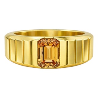 Citrine Solitaire Ring for Men Silver, Gold, Size 9.5 For Sale