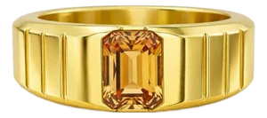 Citrine Solitaire Ring for Men Silver, Gold, Size 9.5