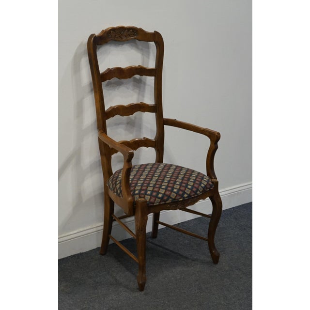 VINTAGE ANTIQUE Solid Cherry Country French Ladderback Dining Arm Chair 46.5" High 22.25" Wide 22" Deep Seat: 19" High...