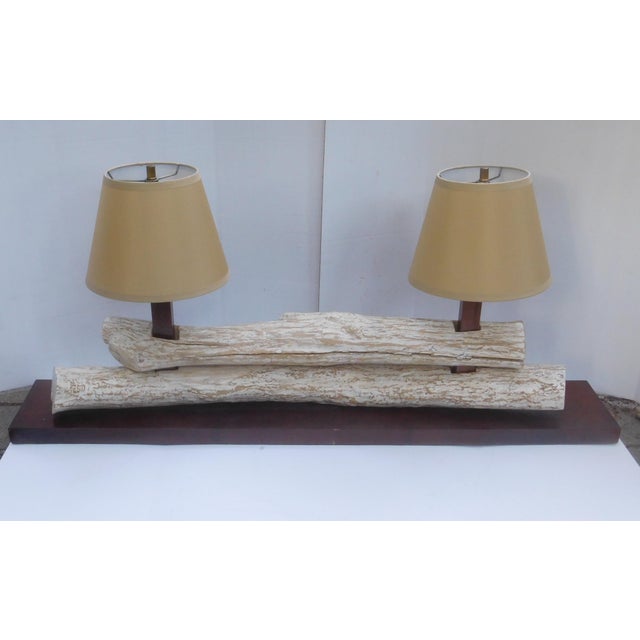 Driftwood Look Double-Light Console Lamp For Sale - Image 4 of 7