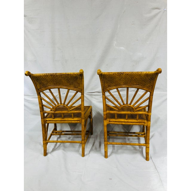 Coastal Lexington Furniture Sunburst Back Wicker and Cane Chairs a Pair Chairish