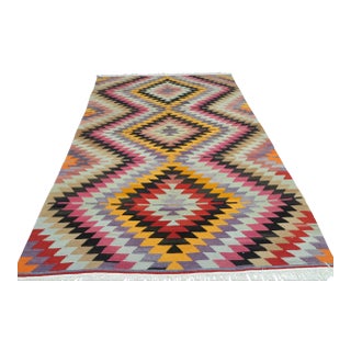 Vintage Turkish Kilim Rug-5′7″ × 11′8″ For Sale