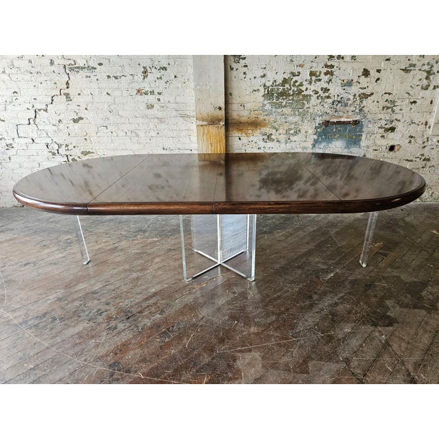 Brown Vladimir Kagan Walnut and Acrylic Custom Dining Table - 102 Inches For Sale - Image 8 of 18