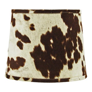 12" Brown Faux Cowhide Drum Lamp Shade For Sale