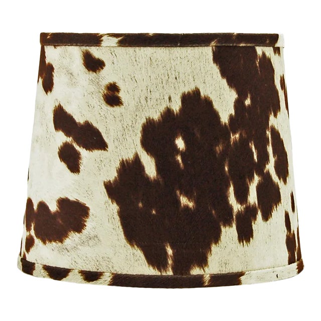 12" Brown Faux Cowhide Drum Lamp Shade For Sale