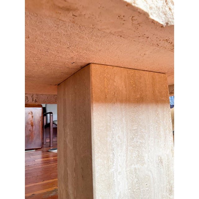 Stone Italian Square Top Travertine Side Table With Raw Edges For Sale - Image 7 of 8