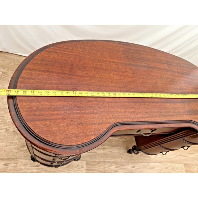 Antique Victorian Desk Kidney Shaped Vanity Seven Dovetail Drawers Mahogany For Sale - Image 11 of 13