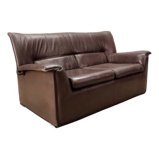 Brown Leather Lauriana Sofa by Tobia & Afra Scarpa for B&B Italia / C&B Italia, 1970s For Sale