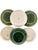 A beautifully curated set of six vintage Bat Trang dinner plates, intentionally collected in two complementary blue-and-...