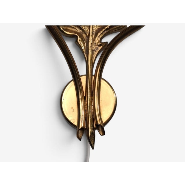 1950s Swedish Modern, Double Wall Light, Brass, Opaline Glass For Sale - Image 9 of 10