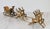Vintage brass sleigh and four reindeer with removable dish. Makers mark is partially worn off. Patina to brass.