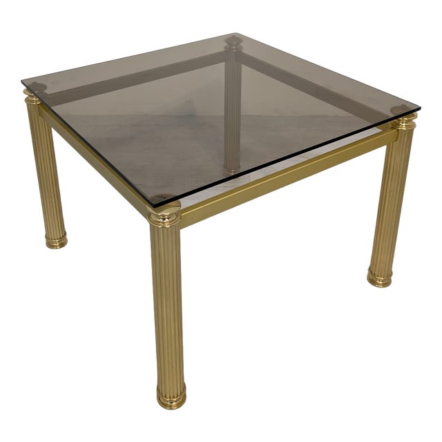 Hollywood Regency Coffee Table in Gold and Glass, 1972 For Sale