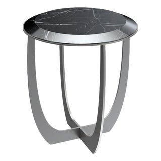 Valentine Nero Marquina Marble Coffee Table by WM Metal Design For Sale