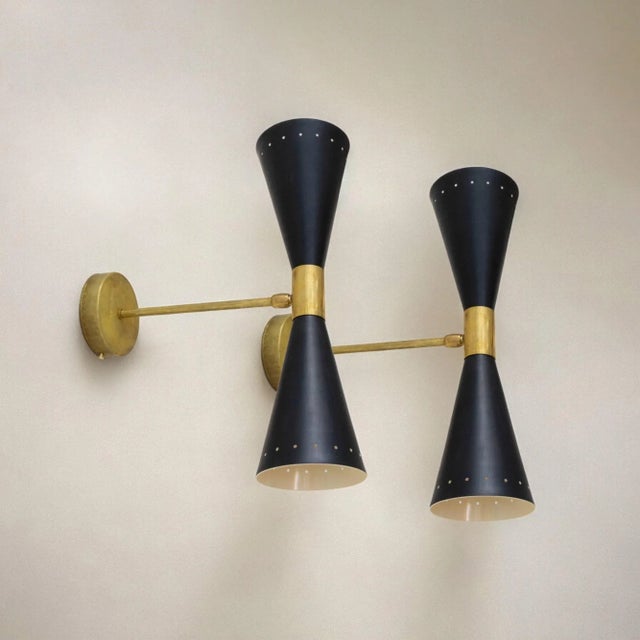 Italian Brass Wall Lamps, 1950s, Set of 2 For Sale - Image 4 of 5