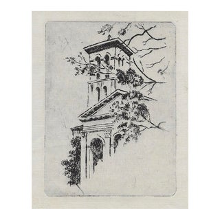 1920s Furman University South Carolina Etching For Sale