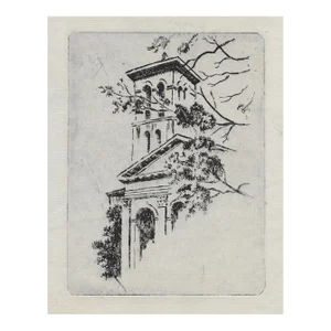 1920s Furman University South Carolina Etching