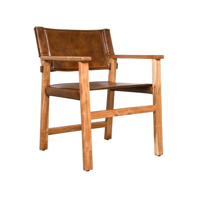 Contemporary Lambden Leather Side Chair For Sale - Image 3 of 9